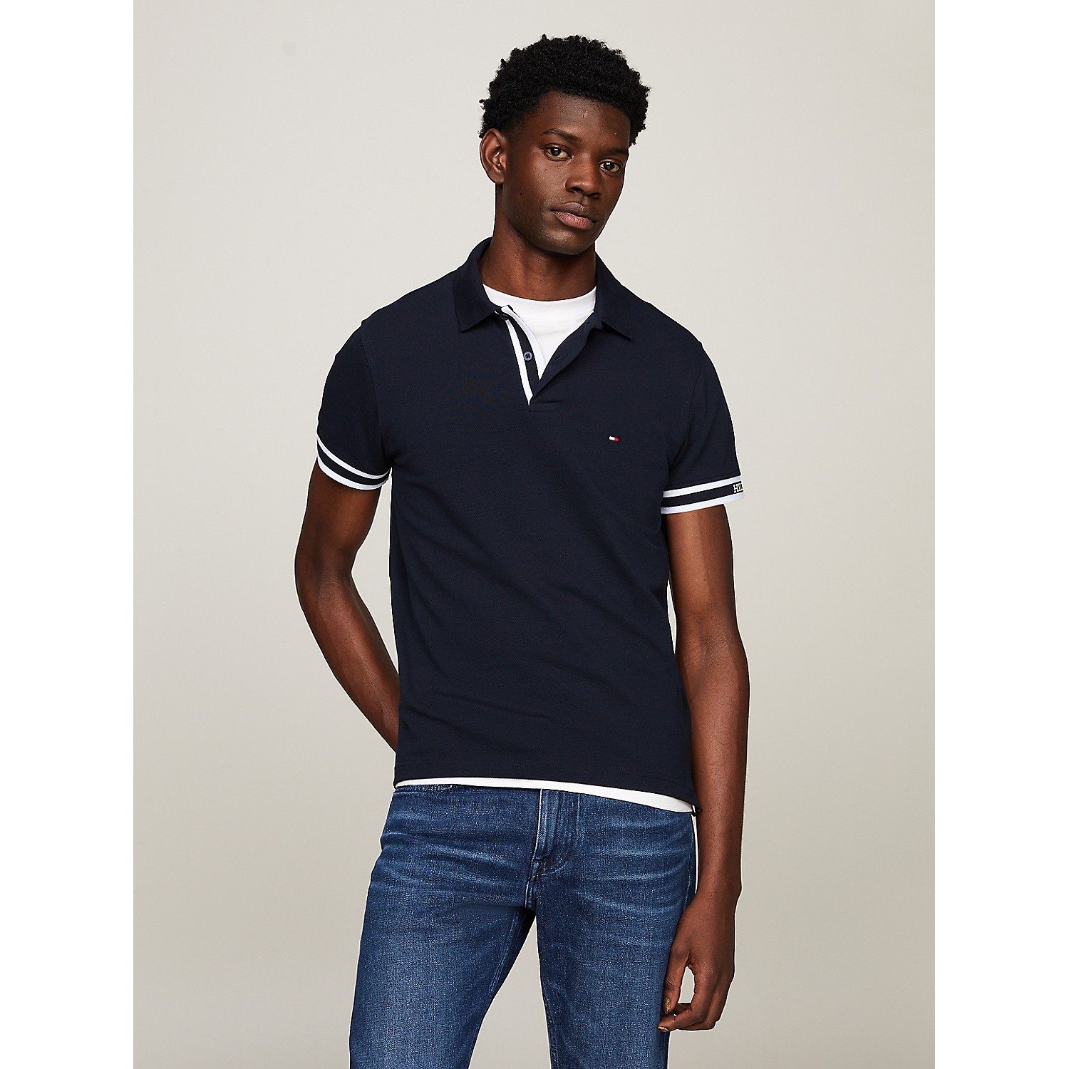 TOMMY HILFIGER Slim Fit Monotype Cuff Polo